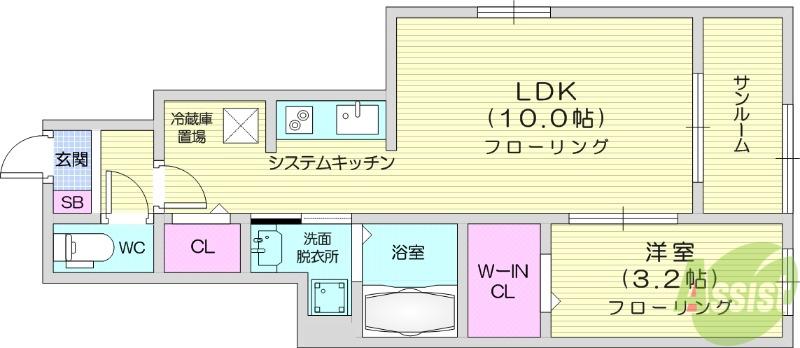ルーチェフルサワGJ(1LDK/1階)の間取り写真