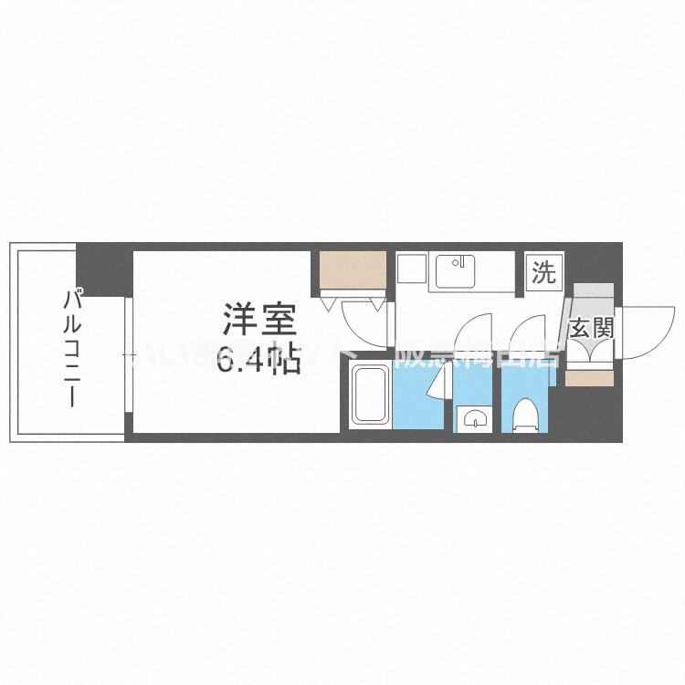 プレサンス神崎川ファインブレス(1K/4階)の間取り写真