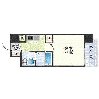 エグゼ弁天町(1K/9階)の間取り写真