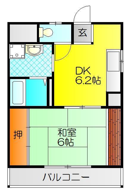 ステーツ横堤(1DK/2階)の間取り写真