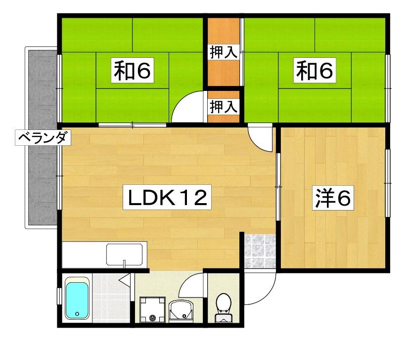 パークヒル枚方E棟・F棟(3LDK/1階)の間取り写真