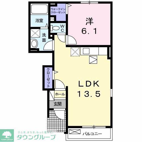 ボ・ヌール(1LDK/1階)の間取り写真