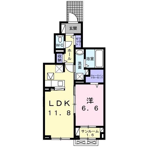 アクシアセブン(1LDK/1階)の間取り写真