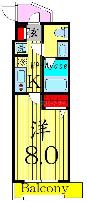 RELUXIA綾瀬II(1K/2階)の間取り写真