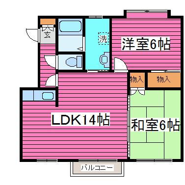 ピュアコート(2LDK/2階)の間取り写真