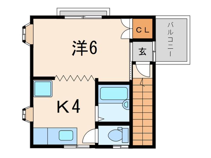 八幡ハウス(1K/1階)の間取り写真
