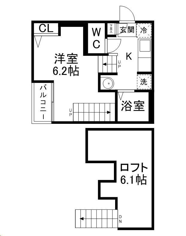 アイン郡山(1K/1階)の間取り写真
