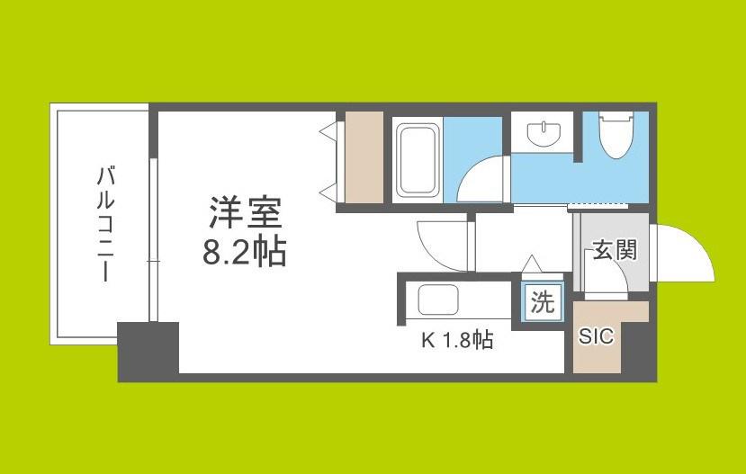 クロスレジデンス大阪新町(ワンルーム/8階)の間取り写真