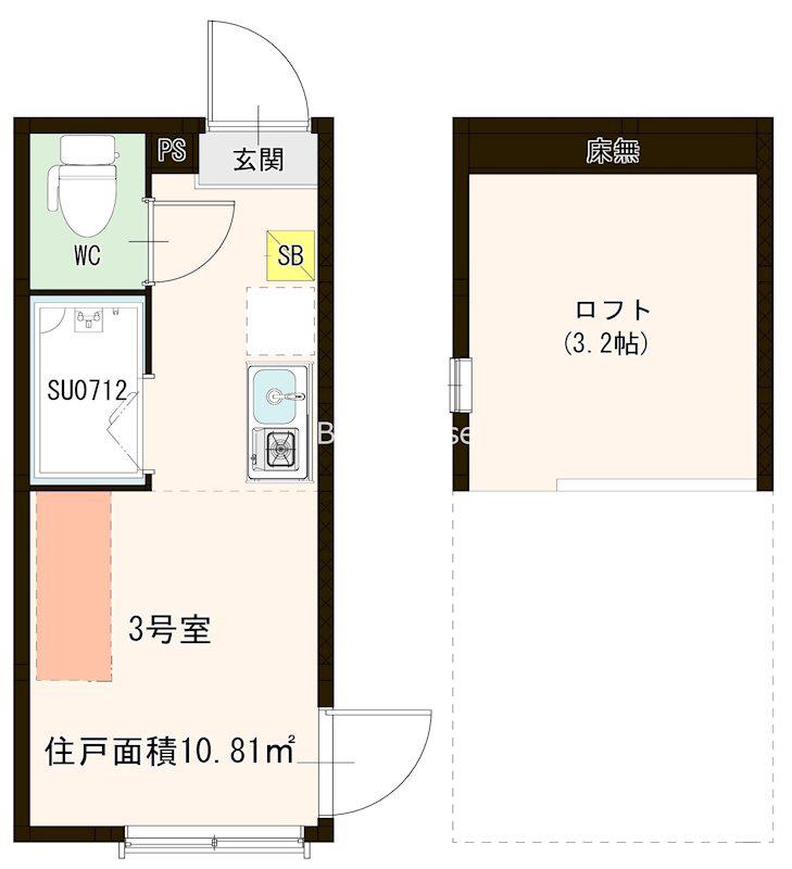 セレストテラス十条(ワンルーム/1階)の間取り写真