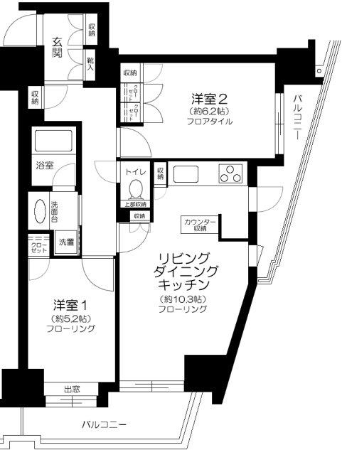 アクティヴュー新宿(2LDK/12階)の間取り写真