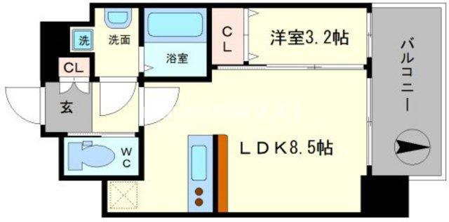 LC難波ブラン(1LDK/4階)の間取り写真