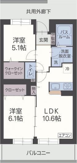 ルシエル ブルー(2LDK/2階)の間取り写真