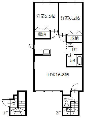 S-DREAPE(2LDK/2階)の間取り写真