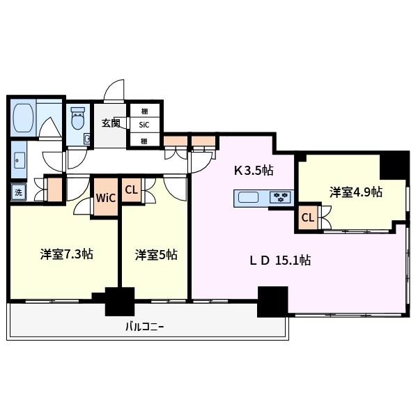 プラウドタワー小岩フロント(3LDK/29階)の間取り写真