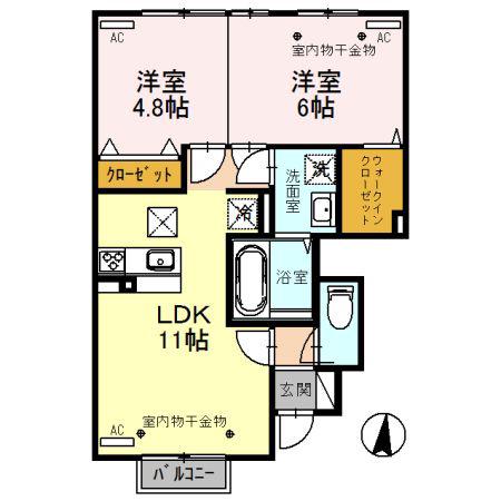 F. フォーナ(2LDK/1階)の間取り写真
