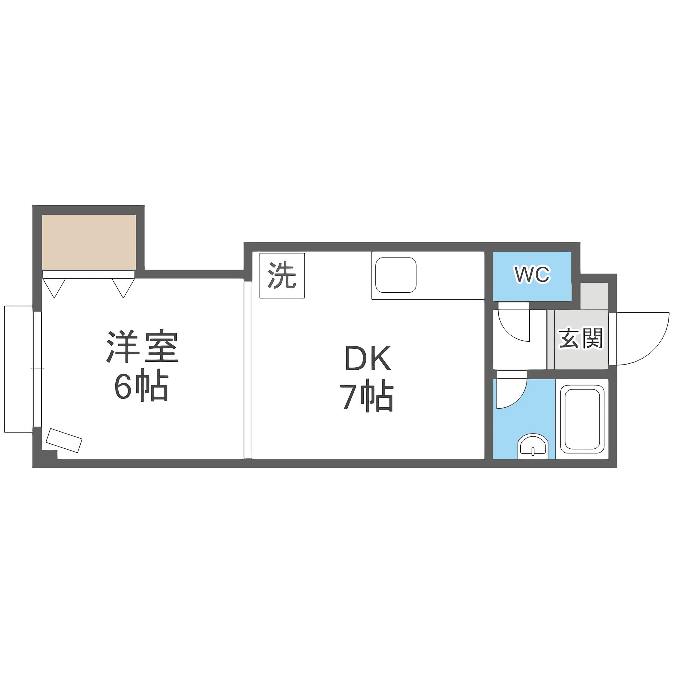 三進栄通マンション(1DK/3階)の間取り写真