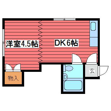 コムズ月寒中央C(1DK/2階)の間取り写真