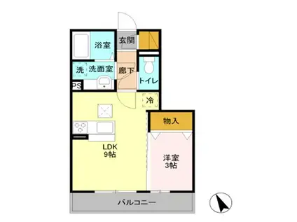 D‐ROOM ジュウィール 105(1LDK/1階)の間取り写真