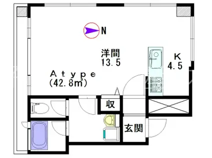 めぞん一刻(ワンルーム/3階)の間取り写真