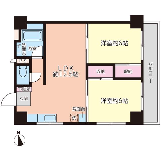 安積ヒルズ(2LDK/4階)の間取り写真