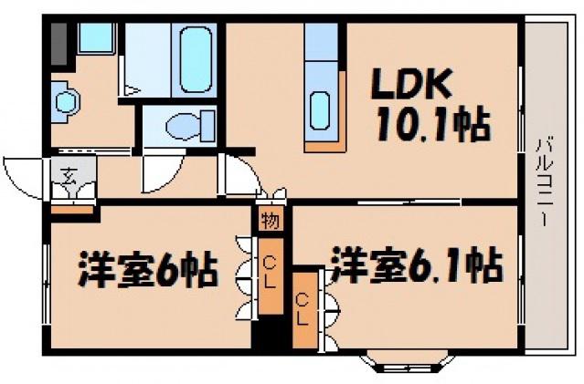 グリーン・コート(2LDK/2階)の間取り写真