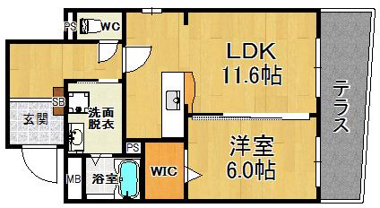 アーバン博多駅南(1LDK/1階)の間取り写真