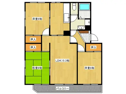 鎌倉レジデンス(3LDK/2階)の間取り写真