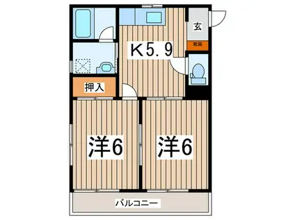 シャローム八重咲(2K/4階)の間取り写真
