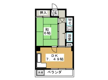 町田ファミール(1DK/4階)の間取り写真