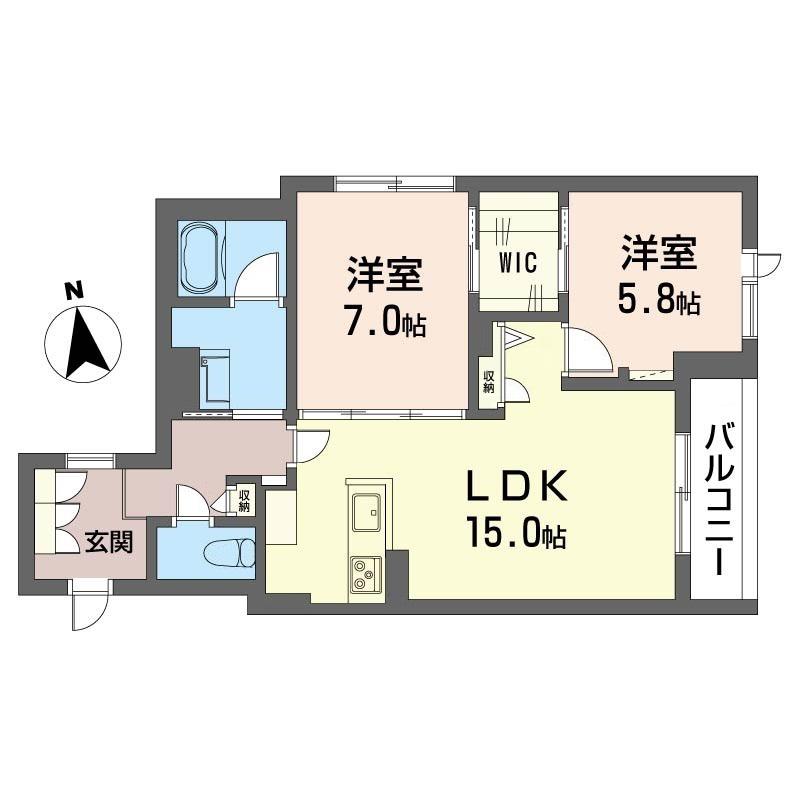 ヴェスタルハイム(2LDK/2階)の間取り写真