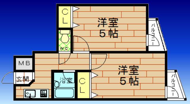 トーシンレジデンス此花(2K/1階)の間取り写真