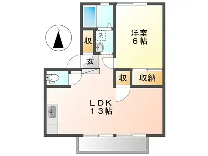メゾンセンチュリーA棟(1LDK/2階)の間取り写真