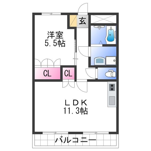 ノース・タツノI(1LDK/1階)の間取り写真