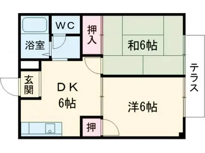 メゾンハスイ(2DK/2階)の間取り写真