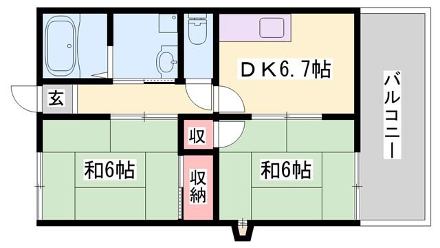 ユウハイツ(2DK/1階)の間取り写真