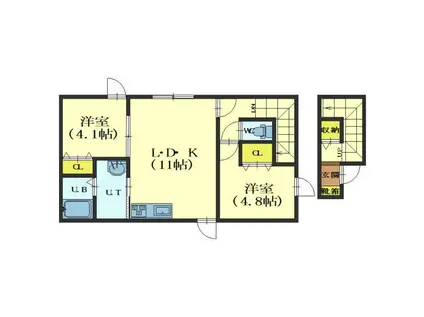 メゾンジャンティIII(2LDK/2階)の間取り写真