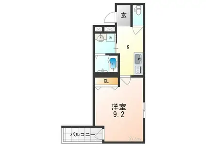 フジパレス今川公園III番館(1K/3階)の間取り写真