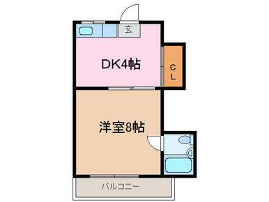 メルシーハイツ1号館(1DK/3階)の間取り写真