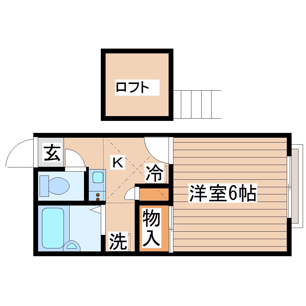 パレス萩野町(1K/2階)の間取り写真
