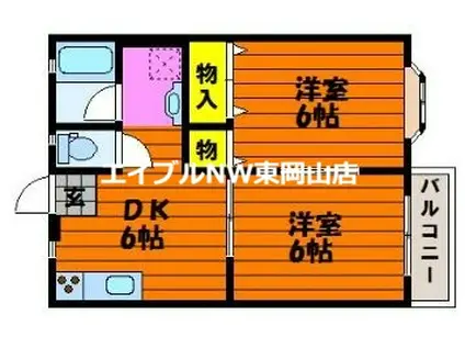 エメラルドコートB(2DK/1階)の間取り写真