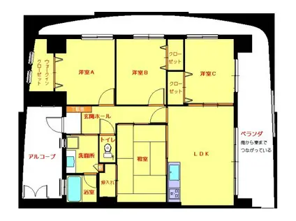 ロイヤルハイツ石黒(4LDK/7階)の間取り写真