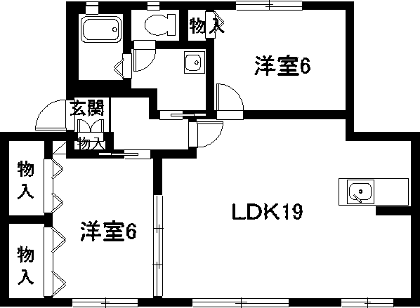 スクエアヴィレッジF(2LDK/1階)の間取り写真