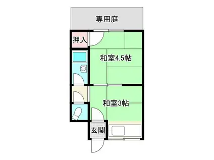 正栄荘(2K/1階)の間取り写真