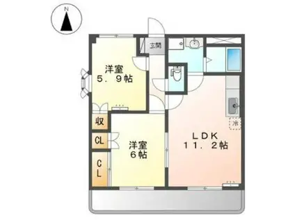 コンフォールパレス(2LDK/3階)の間取り写真