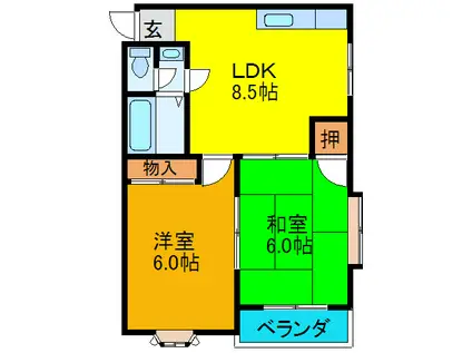 ブラウンマンション小西(2LDK/3階)の間取り写真