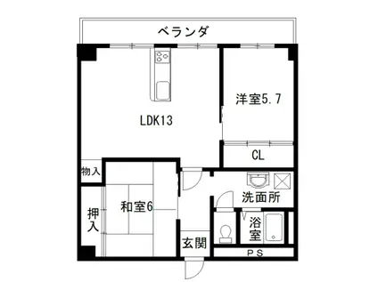 サンシャインハイツI(2LDK/3階)の間取り写真