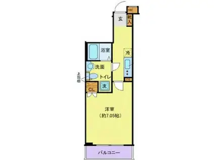 クレヴィスタ門前仲町(1K/1階)の間取り写真