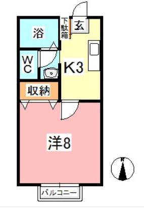 セジュール大樹(1K/1階)の間取り写真