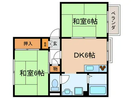 タウニィ松尾B棟(2DK/2階)の間取り写真