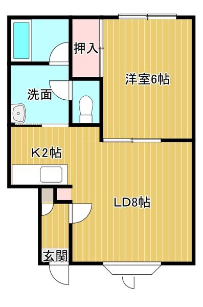 イーストハウス(1LDK/2階)の間取り写真